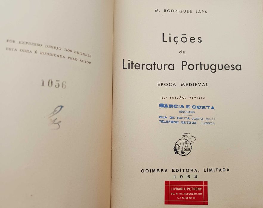 Lições de Literatura Portuguesa - M. Rodrigues Lapa