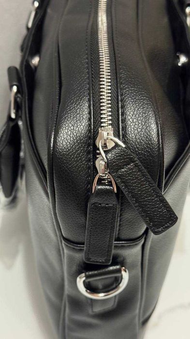 Елегантна чоловіча сумка портфель для документів та ноутбука (Чорна)