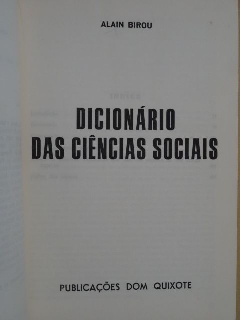 Dicionário das Ciências Sociais de Alain Birou