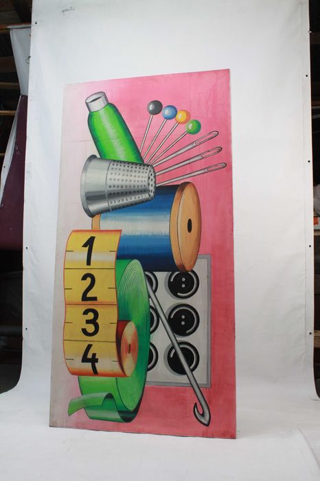 Reklama obraz z PRL 1974r. tempera na desce, unikat,