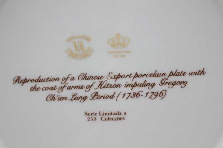 Prato Vista Alegre Brasão de Armas "Kitson Gregory"  Lim 250