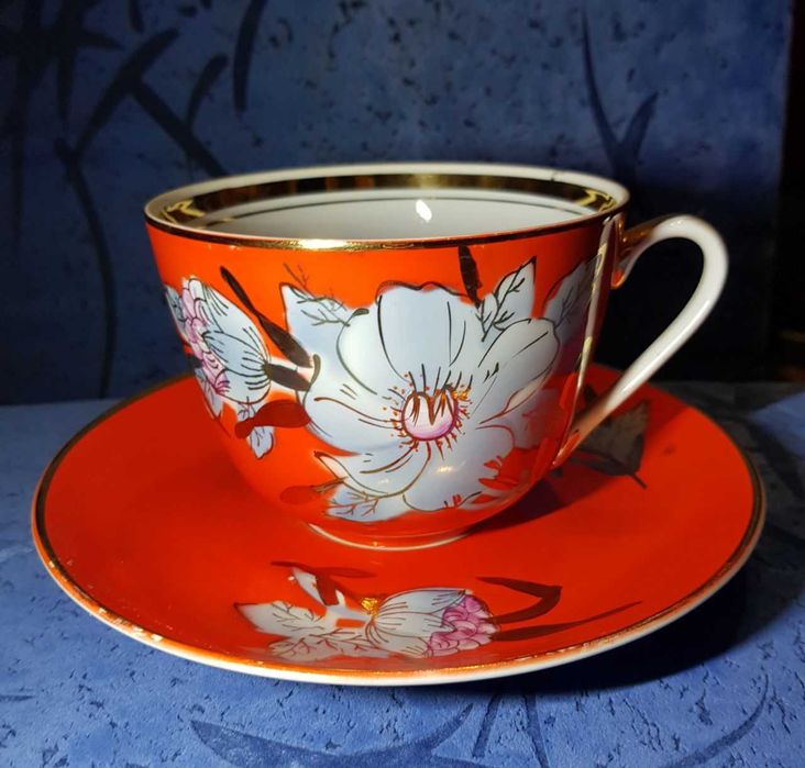 Чайна пара Мальва червона  срср