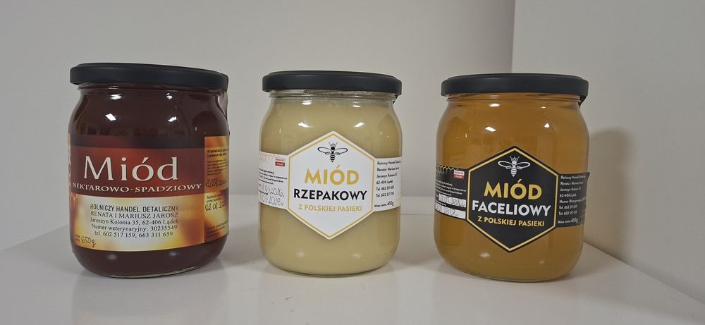 Zestaw trzech Miodów Spadziowy,Fscelia,Rzepak