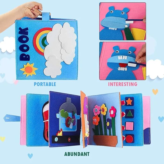 Filcowa książka sensoryczna Montessori manipulacyjna duża B147