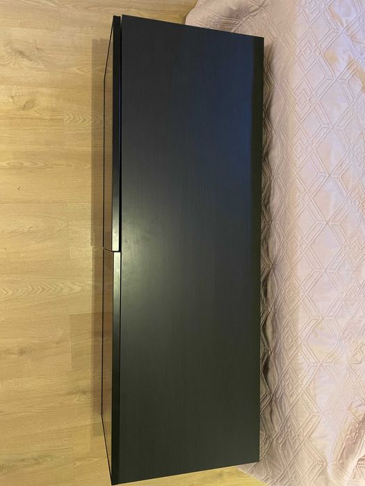 Armário de Parede 2 Portas BESTA Glassvik Vidro Preto-Castanho