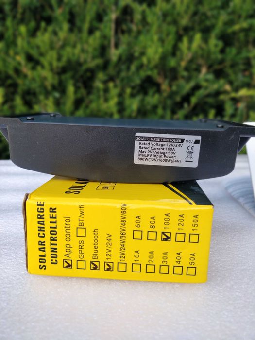 Controlador Carga Solar MPPT 100A Bluetooth + LCD + 2x USB (12V/24V)