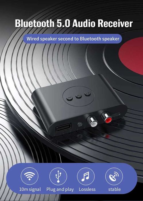 Adaptador amplificador bluetooth para jack rca USB NOVO