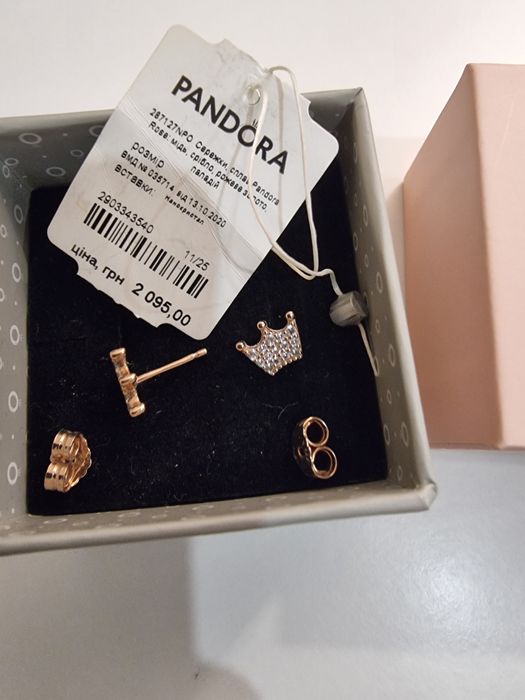 Сережки Pandora, покриті рожевим золотом