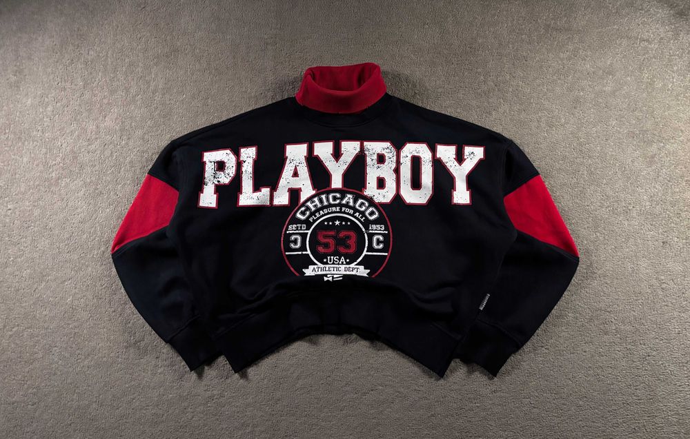 Bluza Playboy x Missguided M Kolaboracja Nadruk Boxy Damska Golf