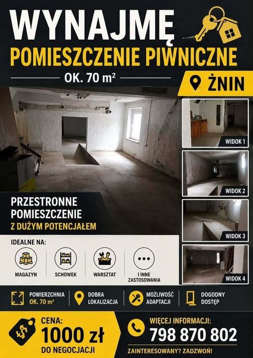 Mieszkanie na sprzedaż, 1 pokój, 70 m², Żnin