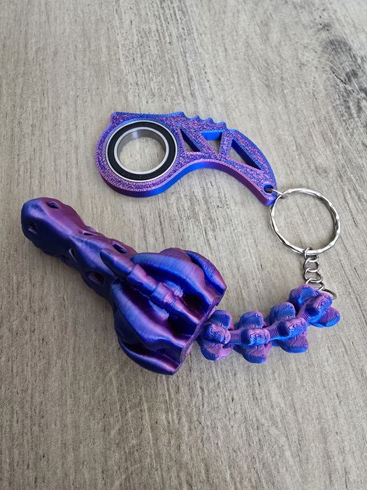 Keyspinner + Spinozaur 2w1 3D - KeyRambit KeyFlipper Druk3d Fidget