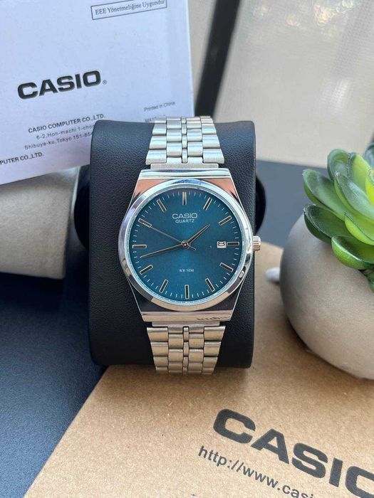 Наручний годинник Casio MTP-VC01 Silver/Blue | Часы наручные A159