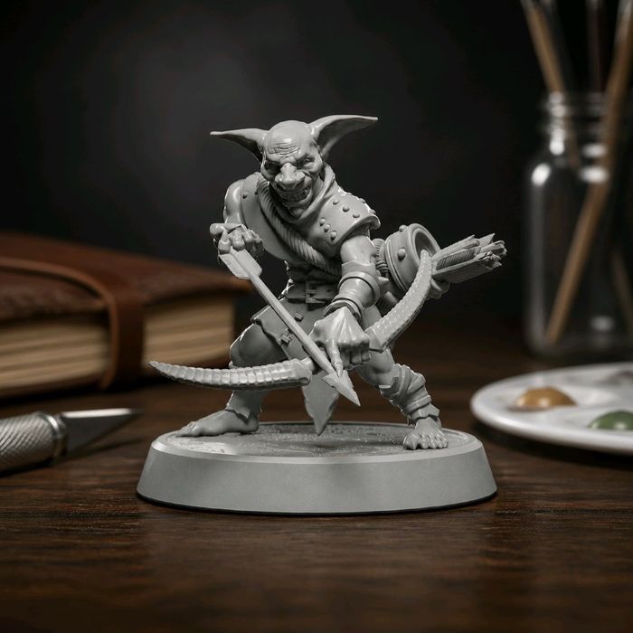 Skitz Gobliński Łucznik figurka 32mm 14K zgodna z DnD RPG Pathfinder