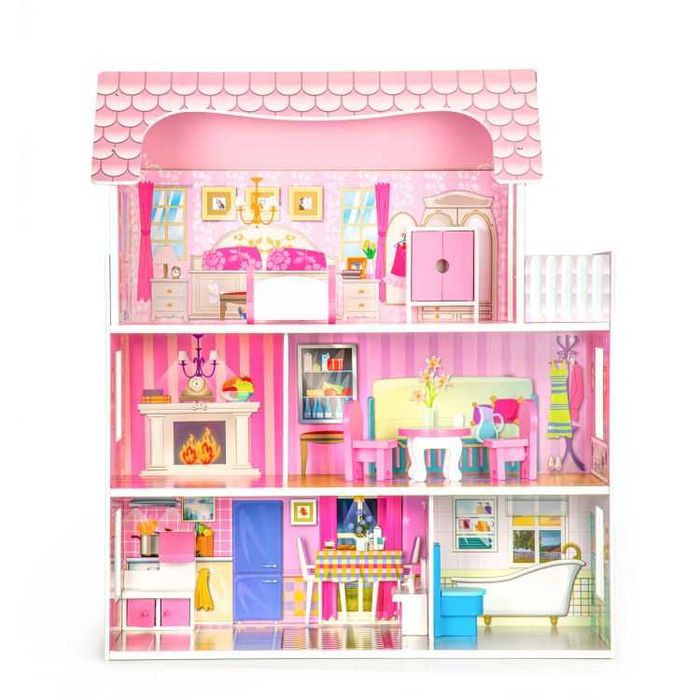 Duży drewniany domek dla lalek + meble