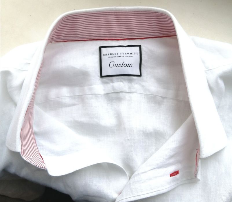 Сорочка лляна 3XL-4XL, Charles Tyrwhitt,біла стильна святкова  рукавом