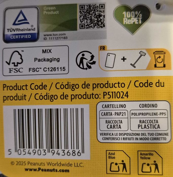 Peluche Snoopy P511024 de 25cm novo