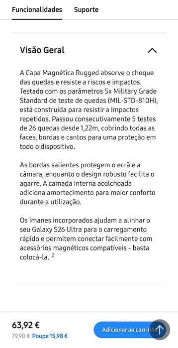 Capa samsung galaxy S26 Ultra "rugged"