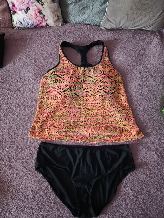 Strój kąpielowy tankini neonowe 44 ażurowy top