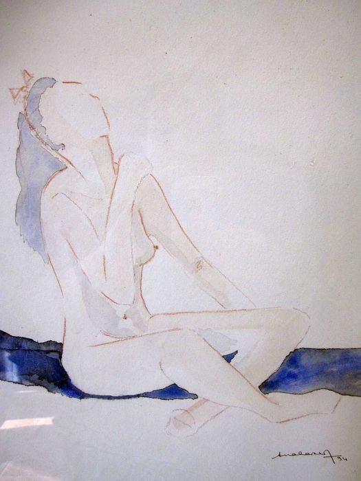 pintura original de uma linda mulher nua - sonhar acordada - assinada