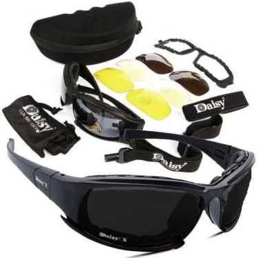 Солнцезащитные военные тактические очки с поляризацией Daisy X7 черные