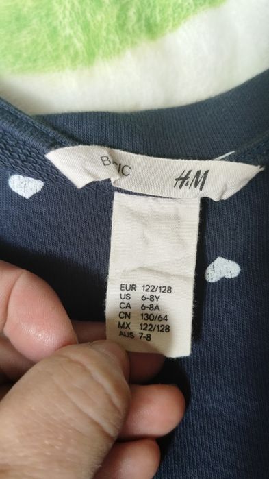 Granatowa sukienka w serduszka 122/128 H& M