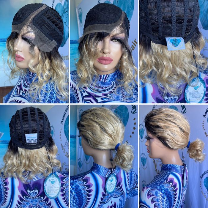 Натуральный парик имитация кожи славянский волнистый волос кудри блонд