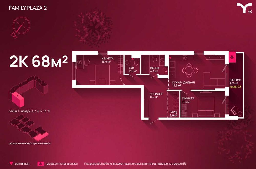 Продаж 2 кімнатної в ЖК Family Plaza 2