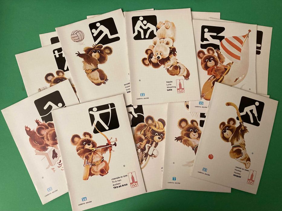 Colecção 16 Cadernos Escolares Jogos Olímpicos de Moscovo 1980 Misha