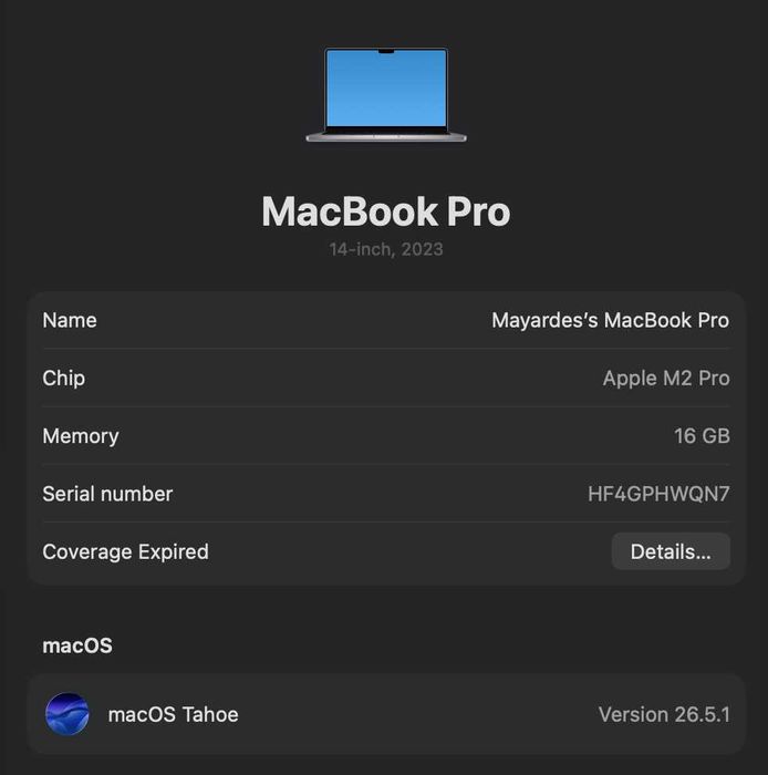 MacBook Pro M2 16GB 1TB