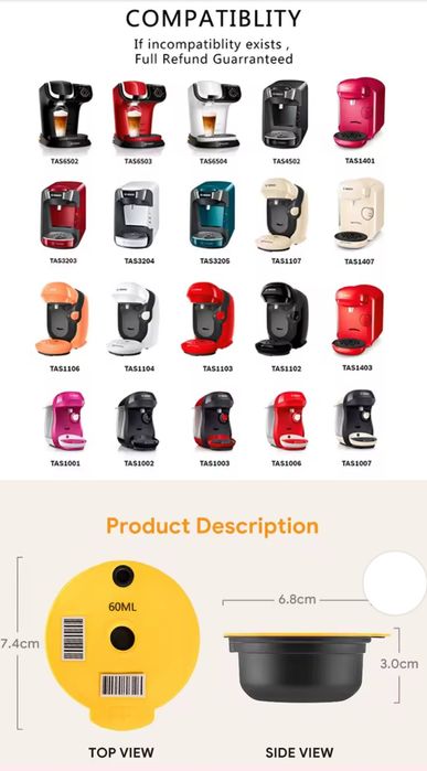 Капсулы  Bosch Tassimo с нержавеющей стали,многоразовые!