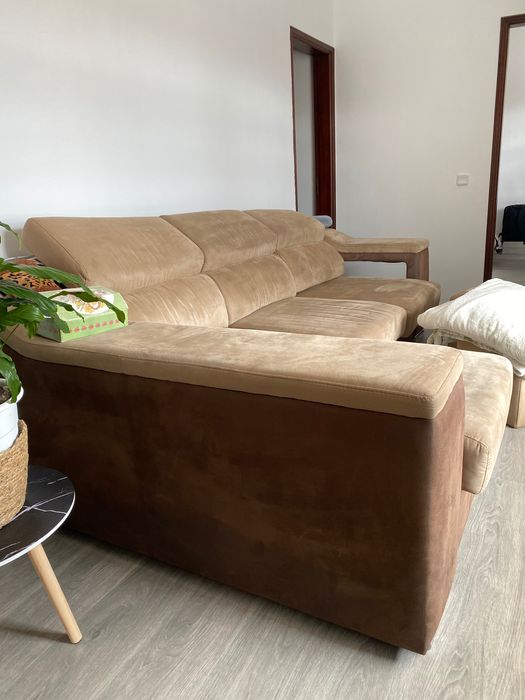 Sofá Castanho Chaise longue