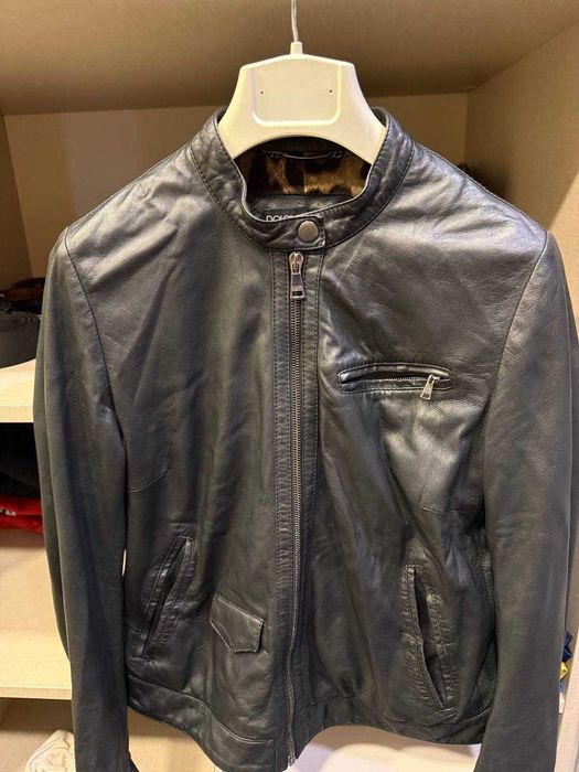 Чорна шкіряна куртка DOLCE & GABBANA