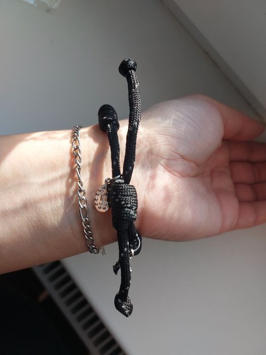 Różaniec na rękę z koralikami 1 cm stal nierdzewna paracord 4mm