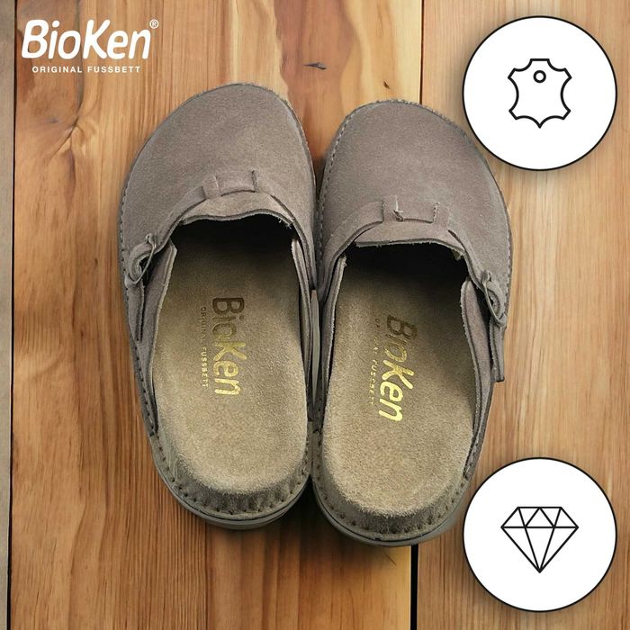 Klapki damskie z zamszu brązowe BioKen medyczne płaskostopie skóra 40