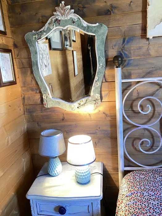 dois candeeiro de mesa de cabeceira em azul e verde agua, bom estado