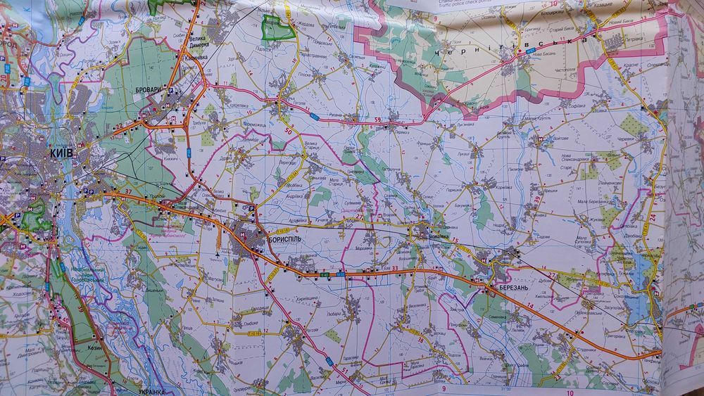 Карта автошляхів КИЇВСЬКА ОБЛАСТЬ 1: 250 000 Картографія 2024