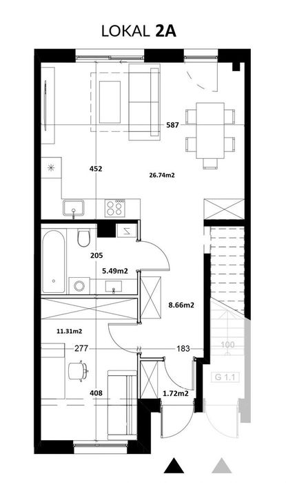 2 pokojowe z możliwością wydzielenia dodatkowego pokoju + ogród 32m2