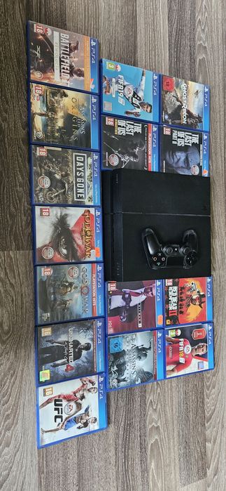 Konsola Playstation 4 1tb (cuh-1216b) + 15 gier