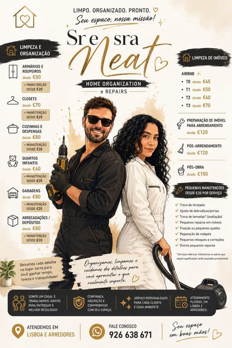 Limpezas , organização e manutenção