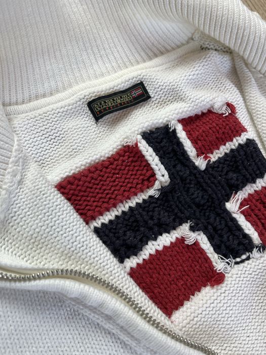 Napapjiri Big logo Damski M Sweter rozpinany z dzianiny Knitted Zip