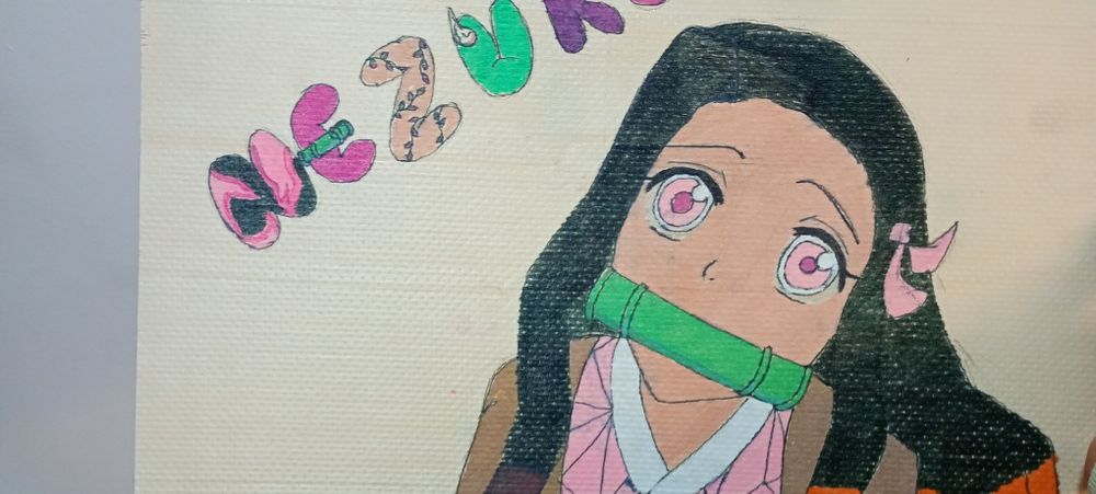 Anime nezuko portret  na desce