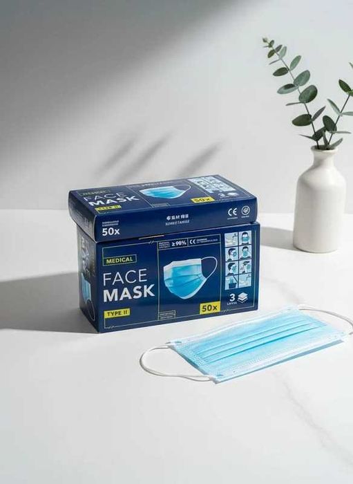 Maseczki chirurgiczne 50 szt, 3-warstwowe typ 2. Nowe