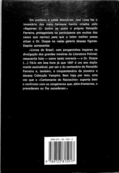 "Memórias extraordinárias do Dr. Duque, o cartomante do raciocínio" de Reinaldo Ferreira [Novo]
