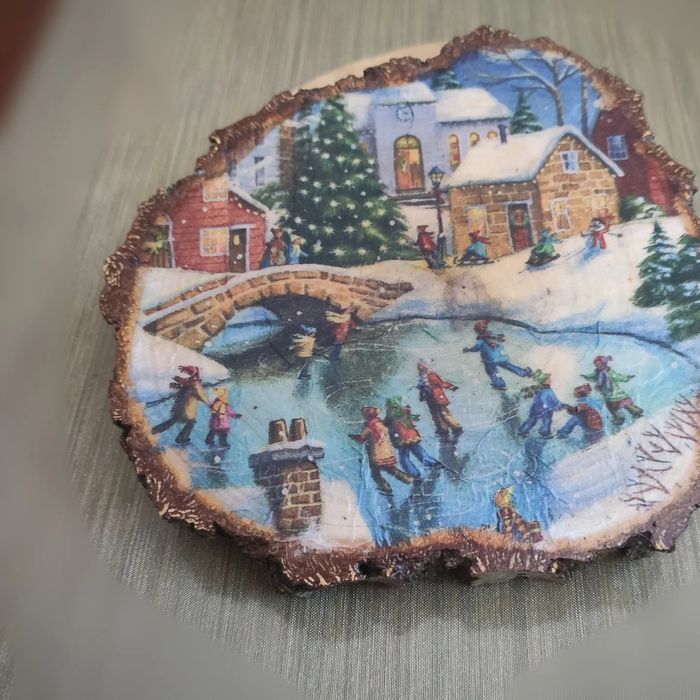 zimowy obraz decoupage