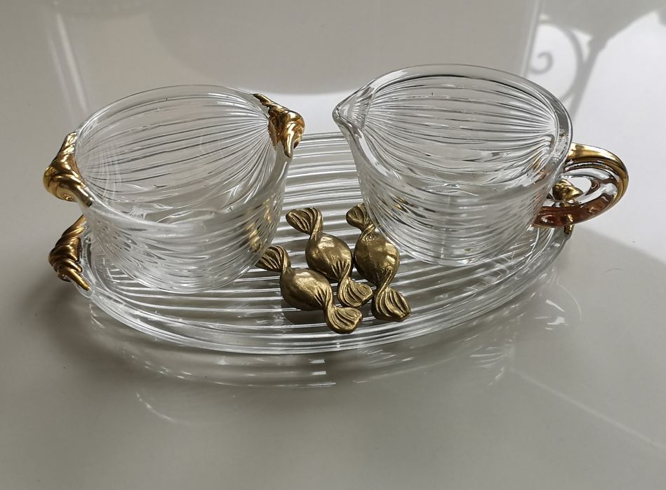 cukiernica i mlecznik na tacy Walter Glas vintage