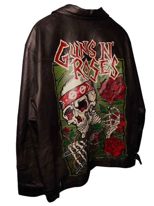Ręcznie malowany płaszcz skórzany Guns N' Roses