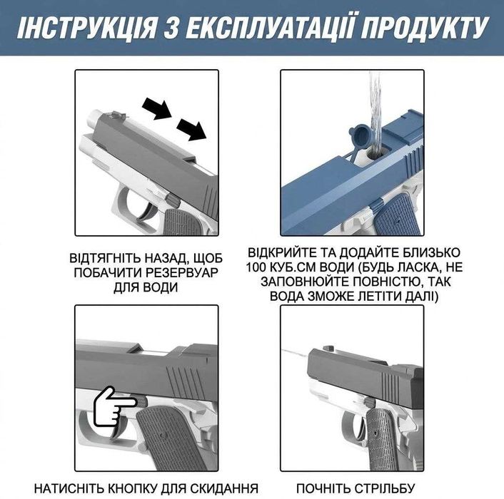 Пістолет водяний іграшковий пластиковий