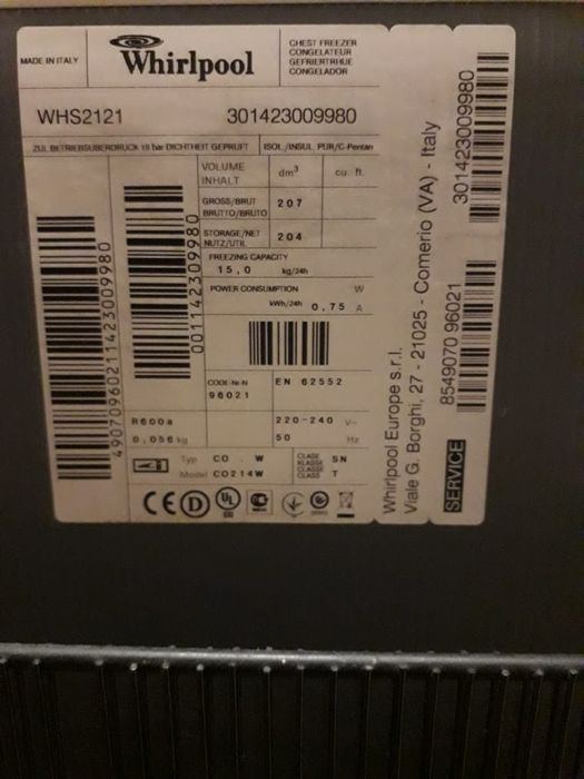 Морозильна камера "Whirlpool"