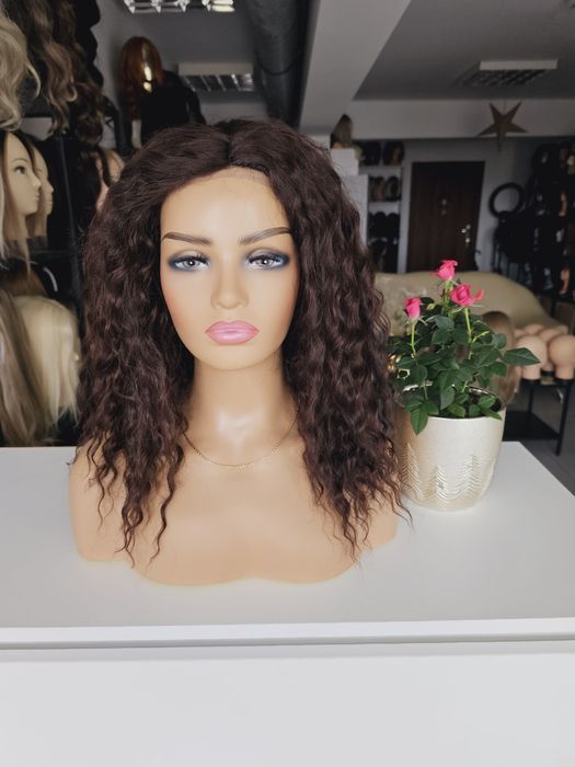 Peruka afroloki loki kasztanowy brąz Krysia naturalna fryzura