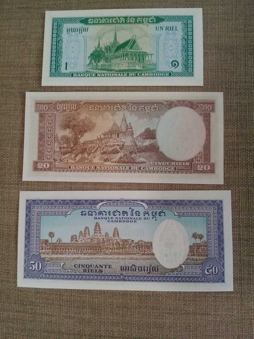 CAMBODGE 11 Notas, 8 notas do Banque Nationale du Cambodge e 3 do National Bank of Cambodia- NOVAS NÃO CIRCULADAS de várias Séries  ver as fotos